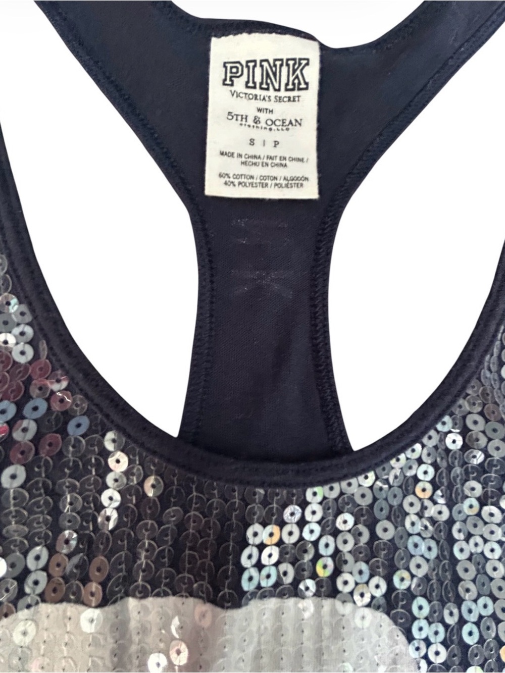 PINK Victoria's Secret with 5th & Ocean Padres Sequin Racerback Tank Sz S NWOT - Picture 2 of 3